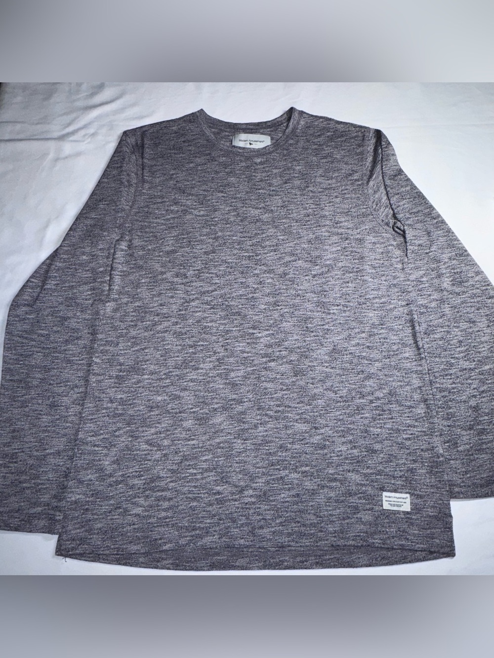 Modern Amusement Men's Long Sleeve Heathered Gray Crewneck